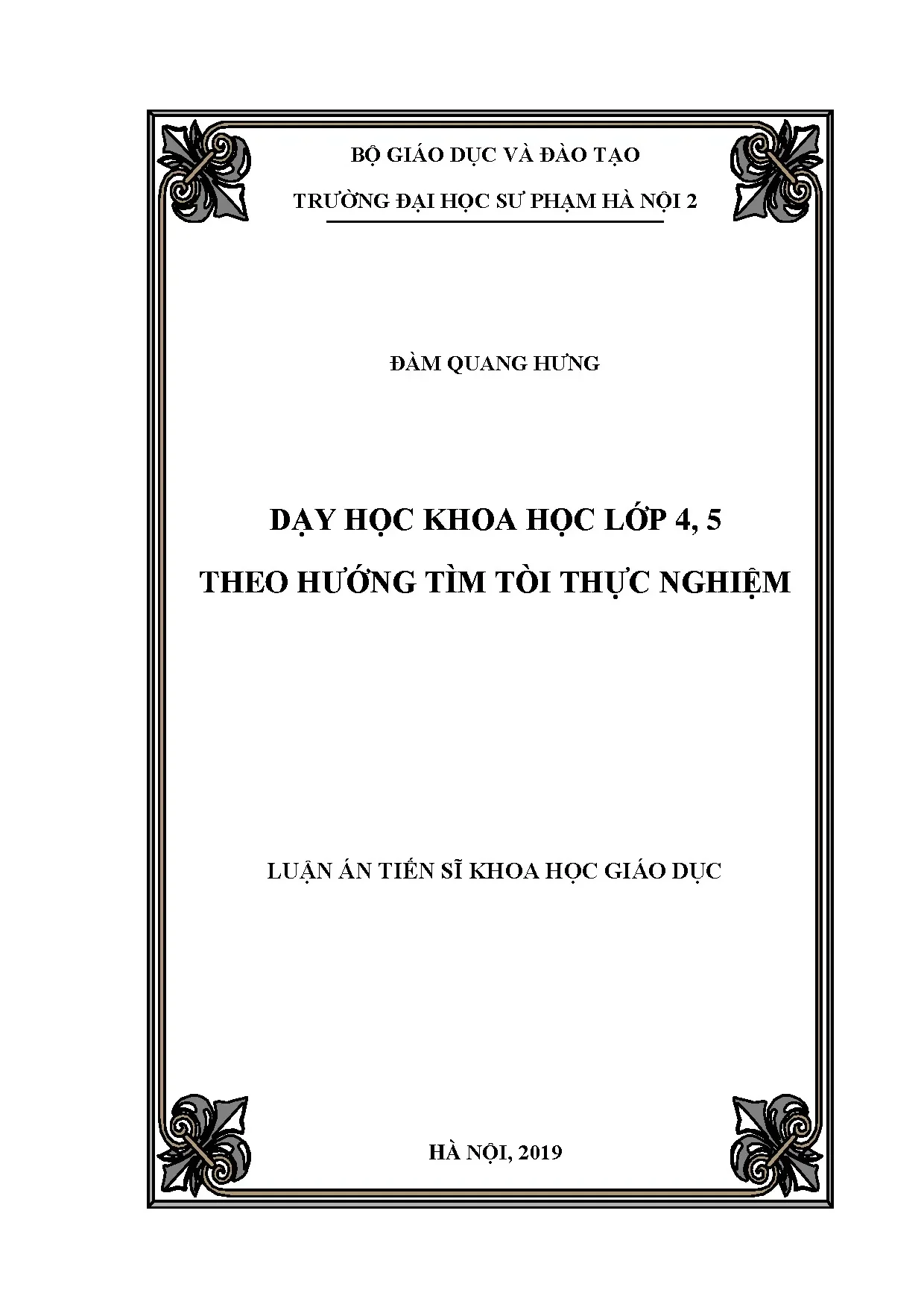 Luận án: Dạy học Khoa học lớp 4, 5 hướng tìm tòi thực nghiệm