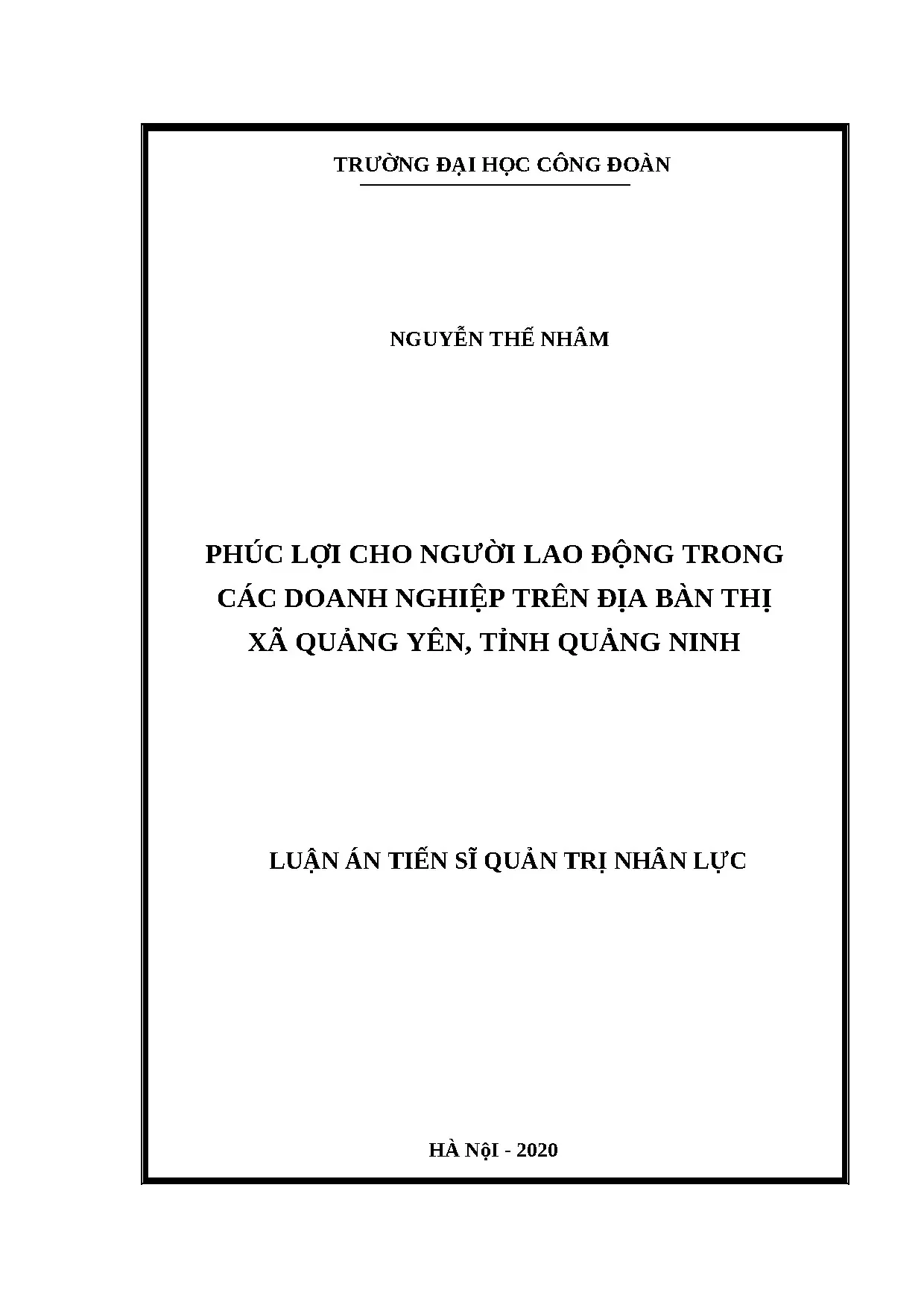 Luận án tiến sỹ phúc lợi cho người lao động trong các doanh