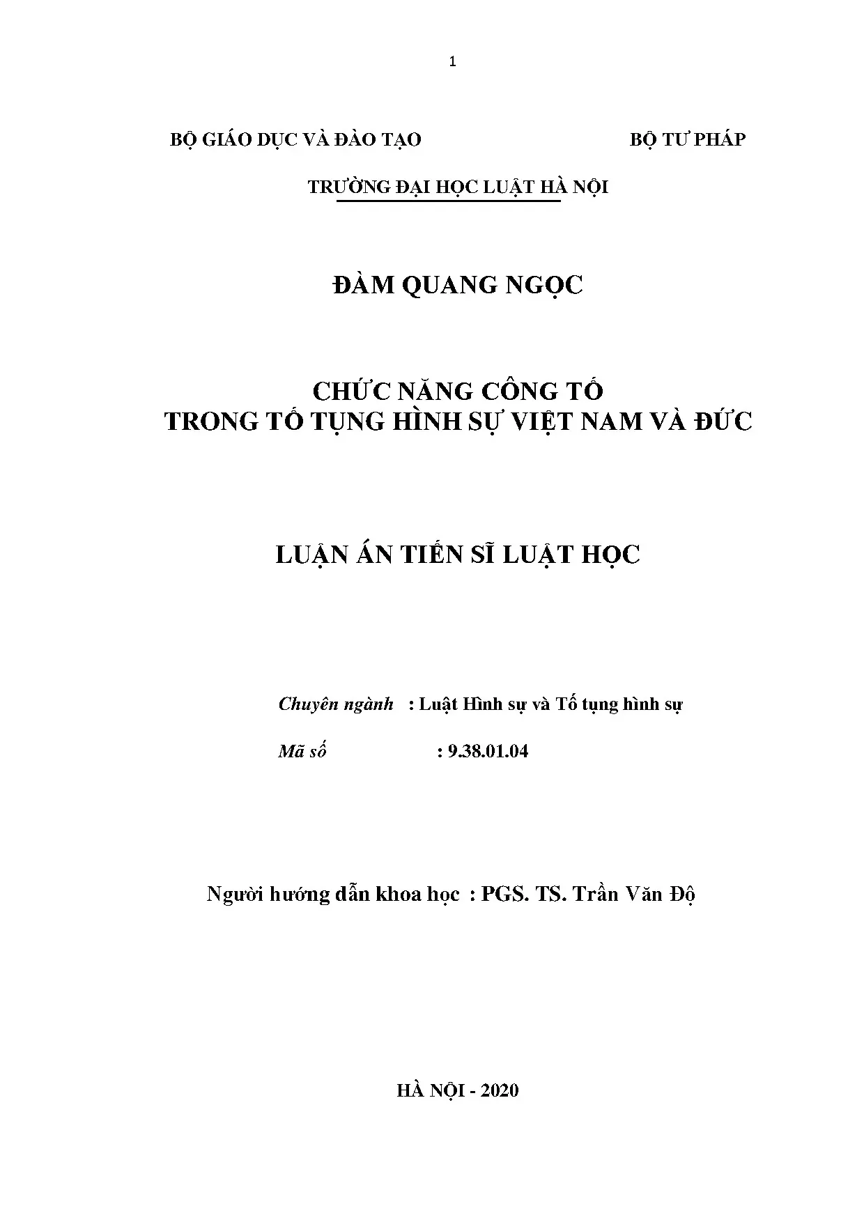 Chức năng công tố trong tố tụng hình sự Việt Nam và Đức