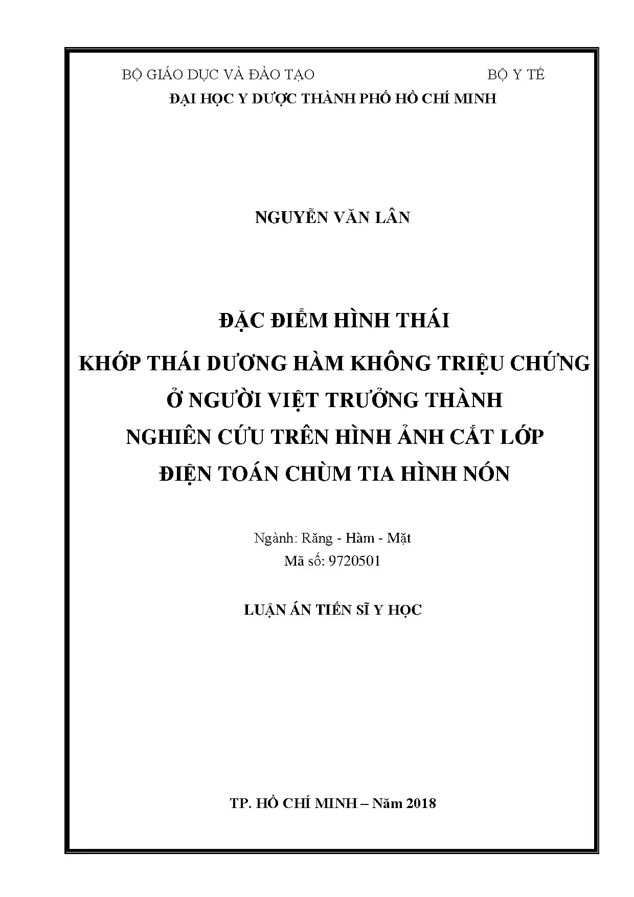 Hình thái khớp thái dương hàm không triệu chứng người Việt trưởng thành