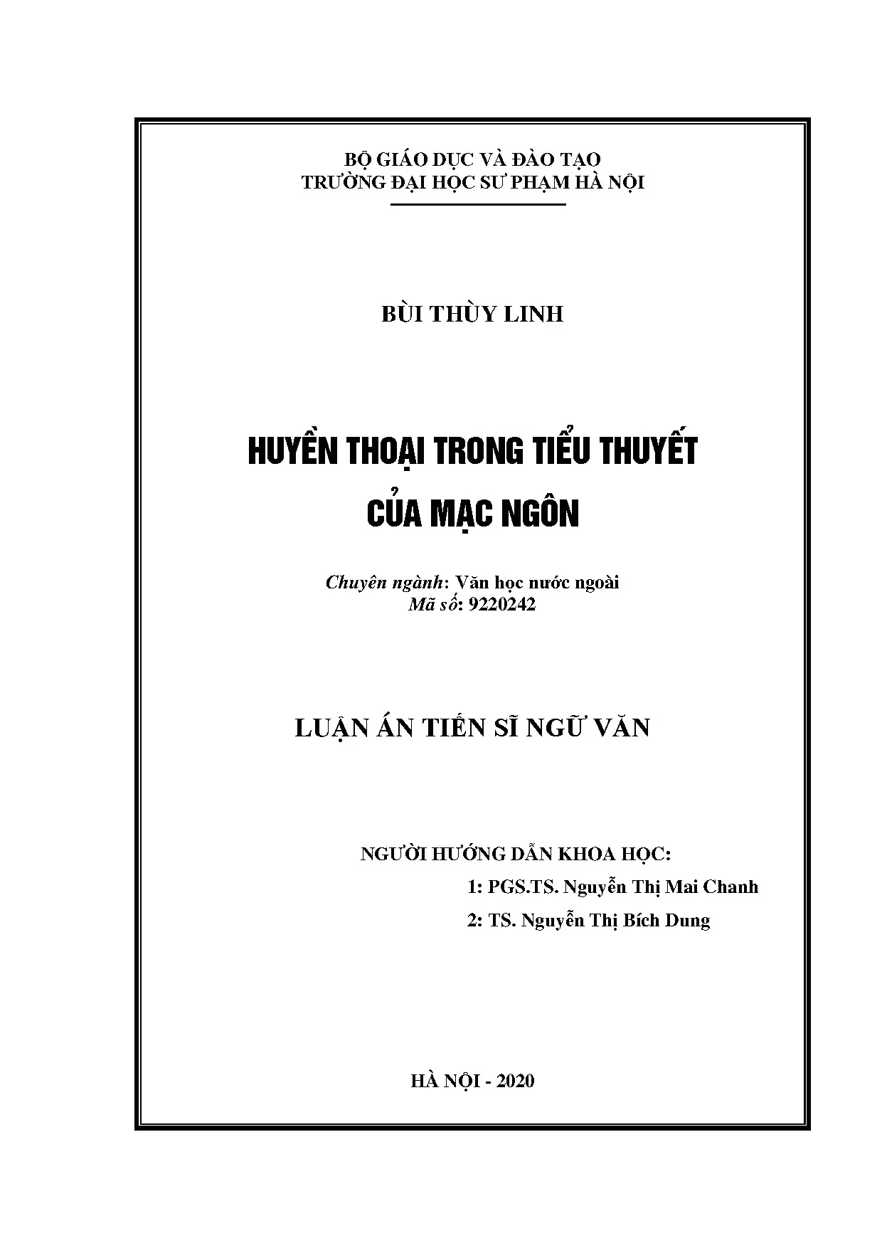 Huyền thoại trong tiểu thuyết Mạc Ngôn: Nghiên cứu và phân tích