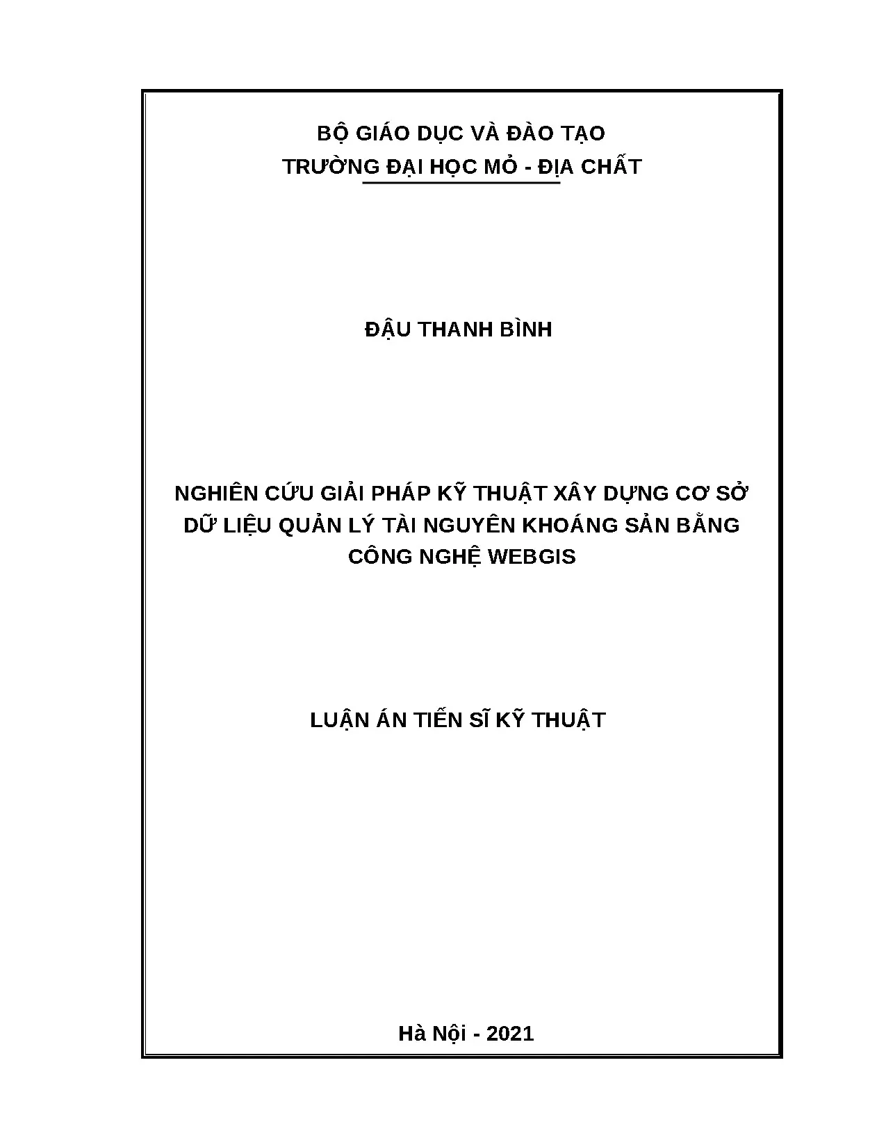 Luận án tiến sĩ nghiên cứu giải pháp kỹ thuật xây dựng cơ sở