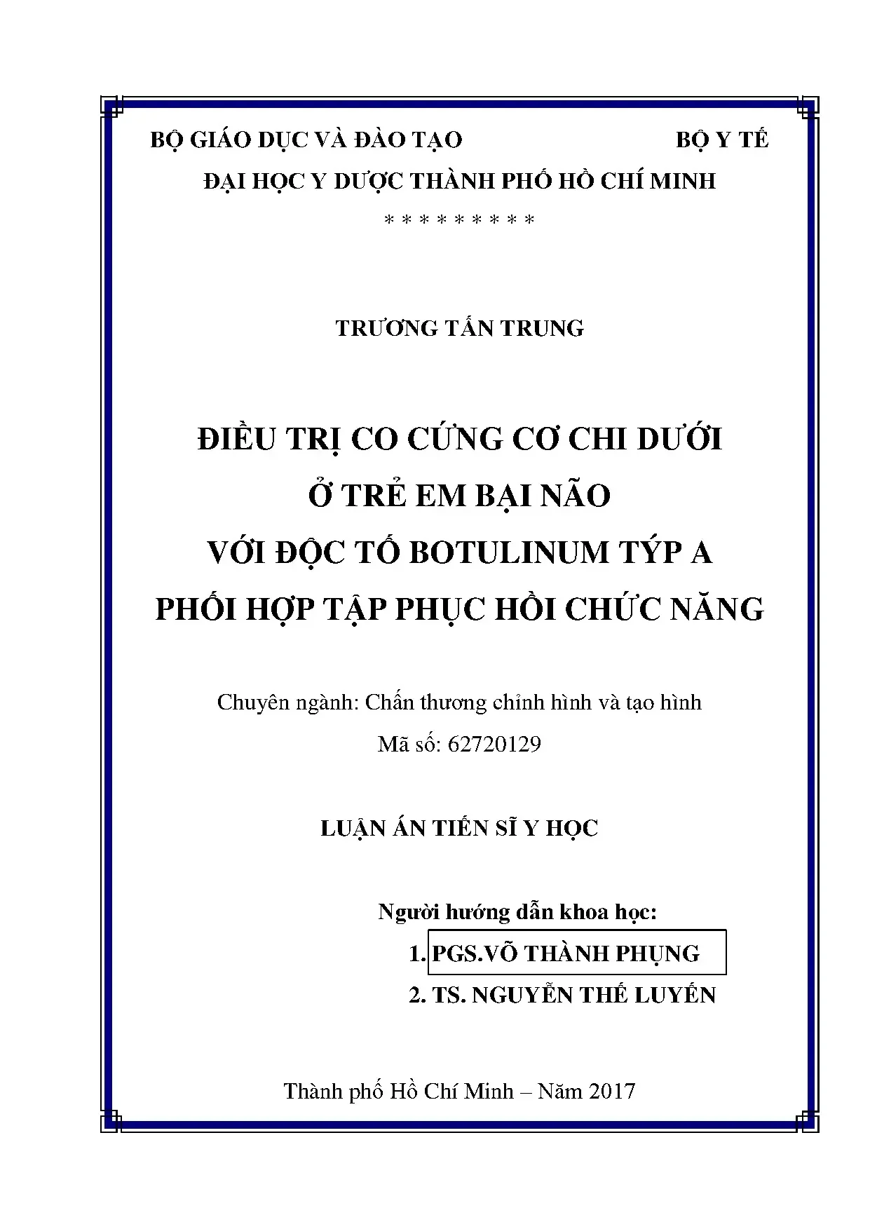 Điều trị co cứng cơ chi dưới trẻ bại não bằng BoNT-A và PHCN