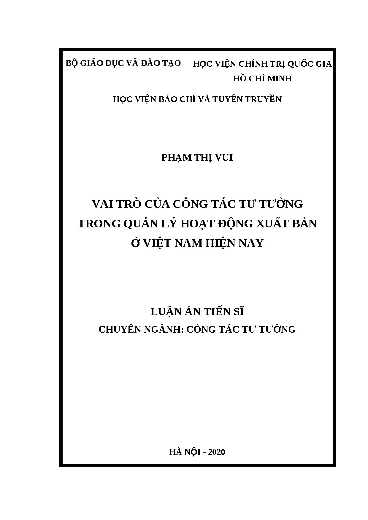 Vai trò công tác tư tưởng trong quản lý xuất bản ở Việt Nam