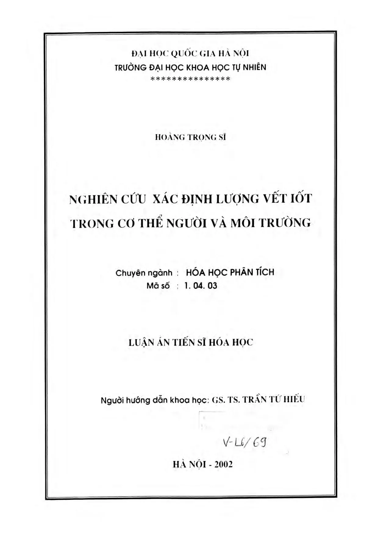 Luận án tiến sĩ nghiên cứu xác định lượng vết iốt trong cơ t