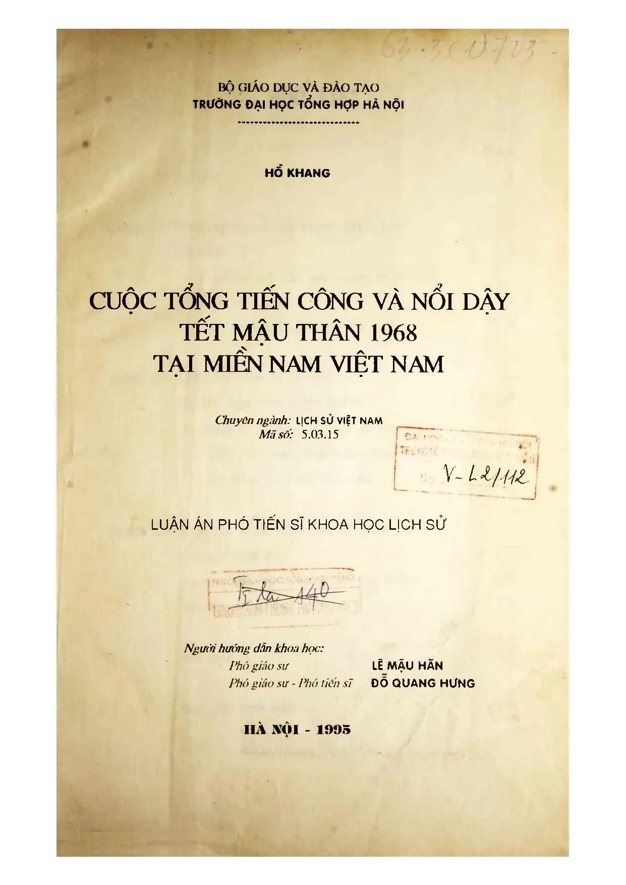 Luận án tiến sĩ cuộc tổng tiến công và nổi dậy tết mậu thân