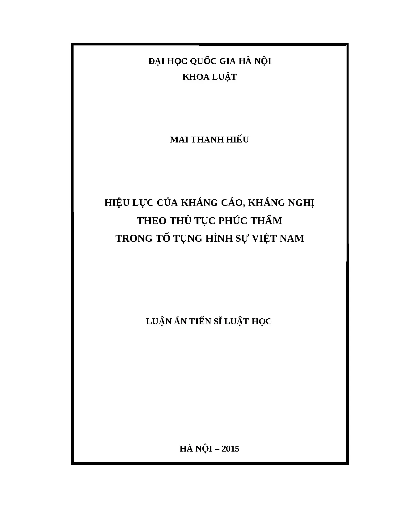 Hiệu lực kháng cáo, kháng nghị phúc thẩm tố tụng hình sự