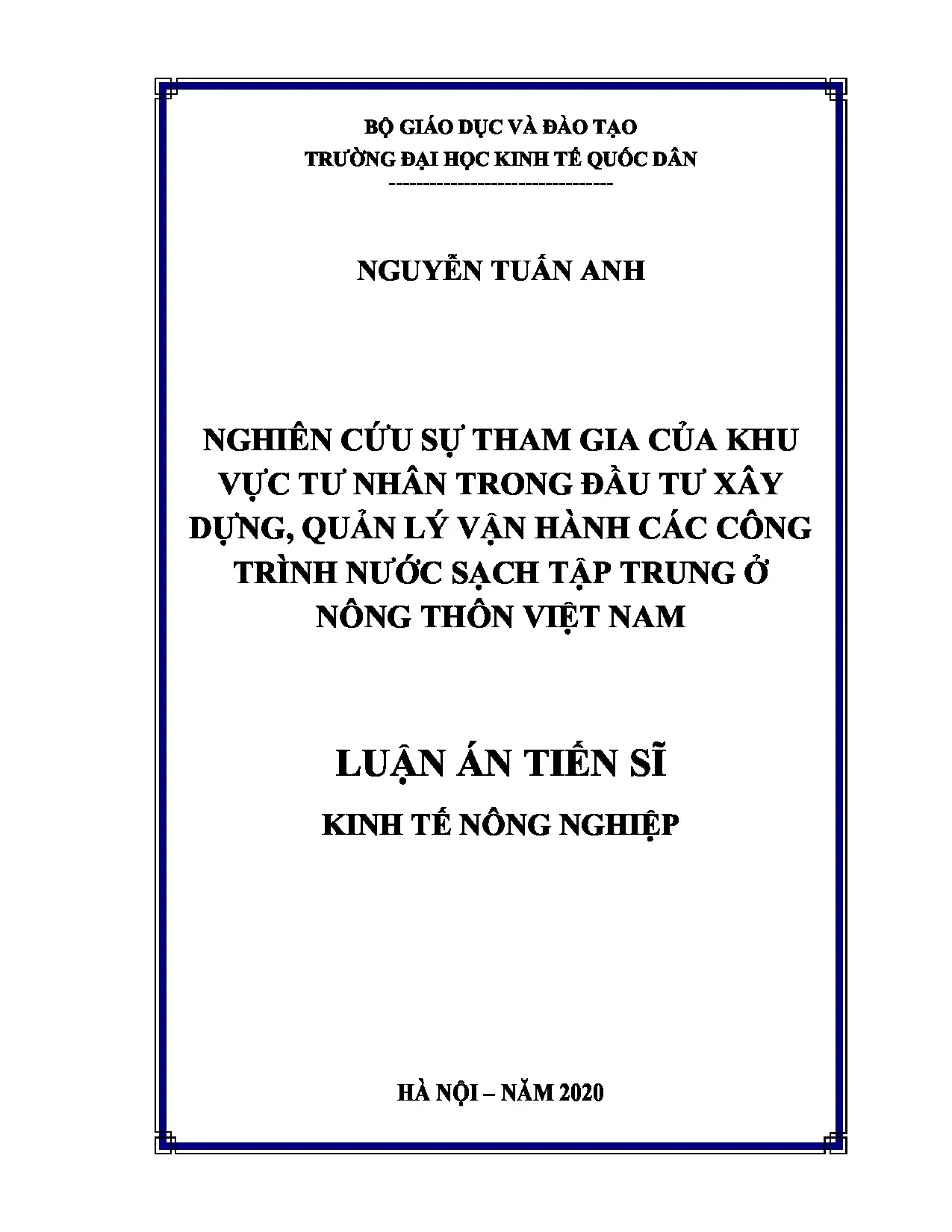 Nghiên cứu sự tham gia tư nhân: Nước sạch nông thôn Việt Nam