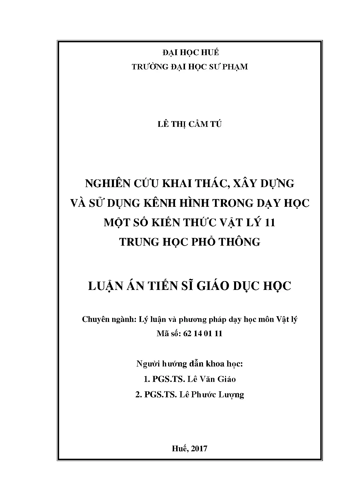 Khai thác và sử dụng kênh hình dạy Vật lý 11 THPT