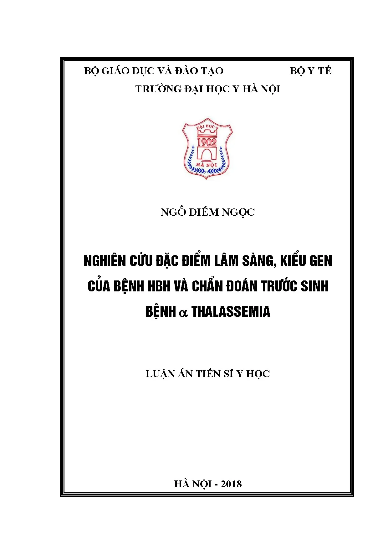 Nghiên cứu lâm sàng, kiểu gen HbH và chẩn đoán α thalassemia