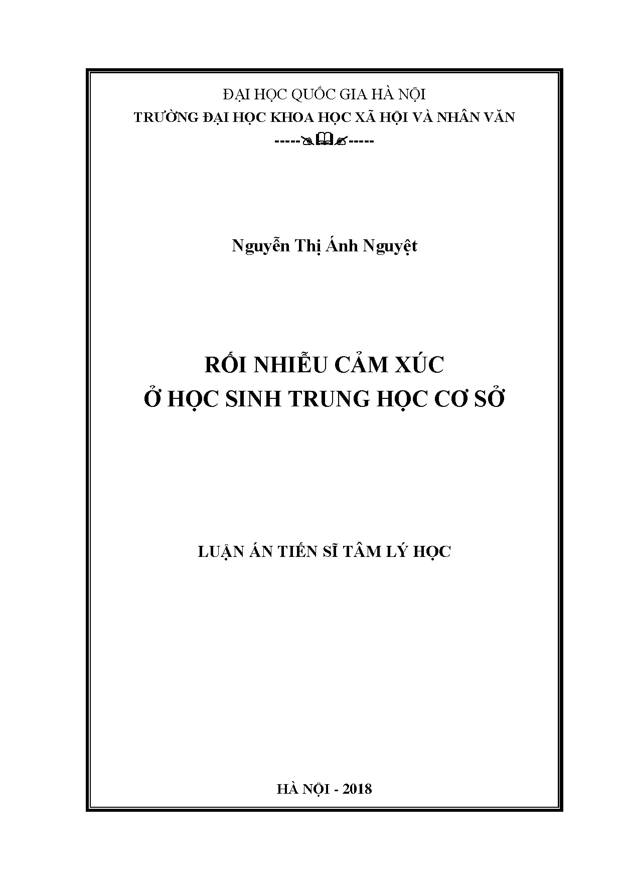 Luận án tiến sĩ: Rối nhiễu cảm xúc học sinh trung học cơ sở