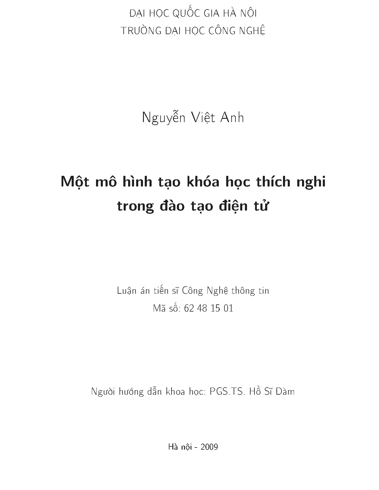 Luận án tiến sĩ một mô hình tạo khóa học thích nghi trong đà