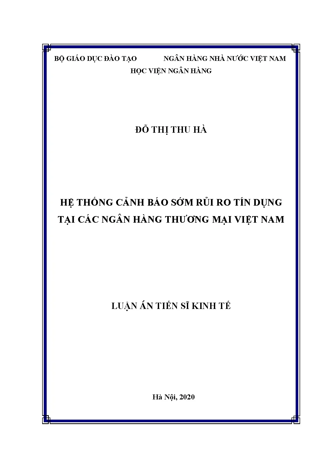 Hệ thống cảnh báo sớm rủi ro tín dụng Việt Nam