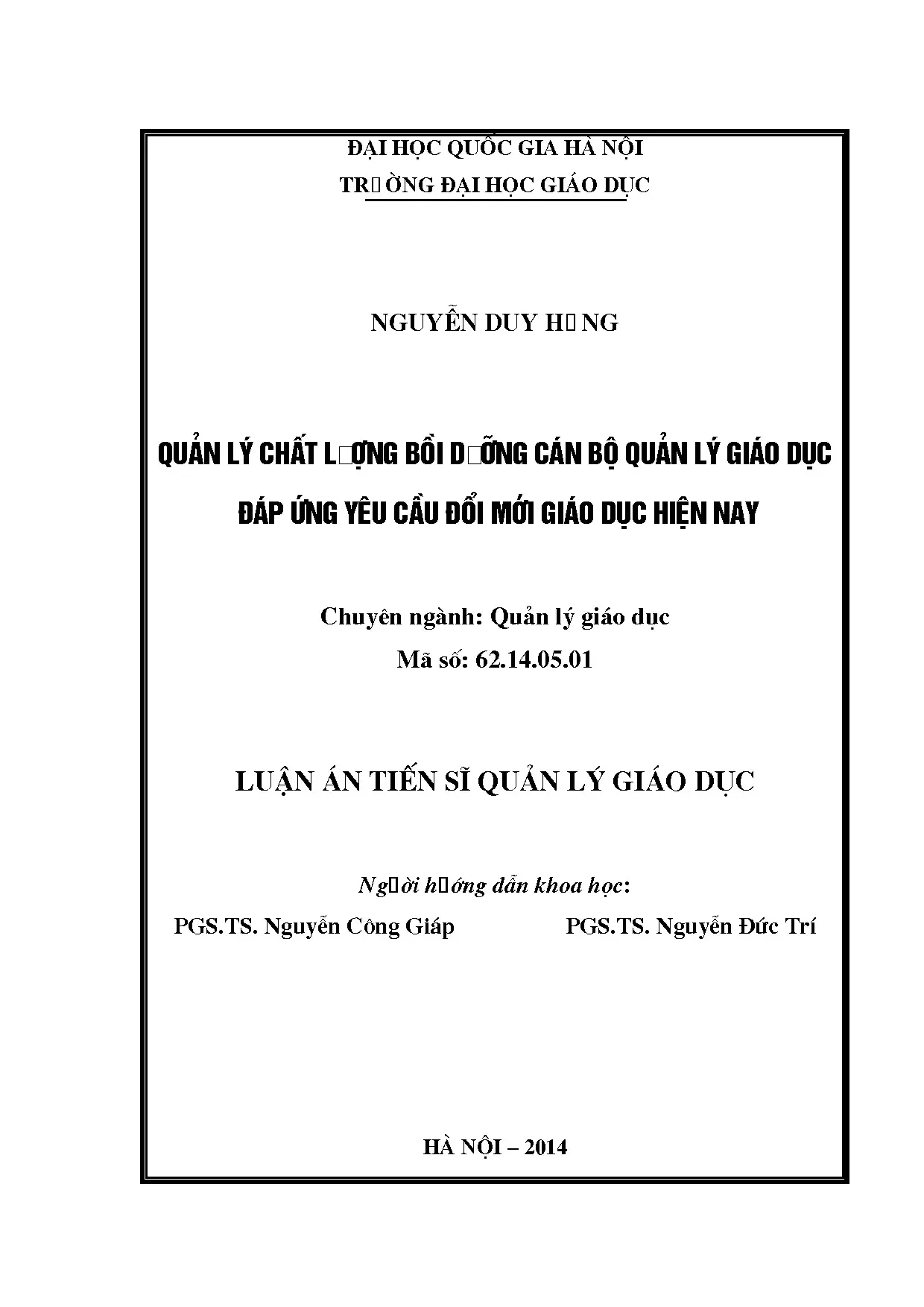 Quản lý chất lượng bồi dưỡng CBQLGD đáp ứng đổi mới giáo dục