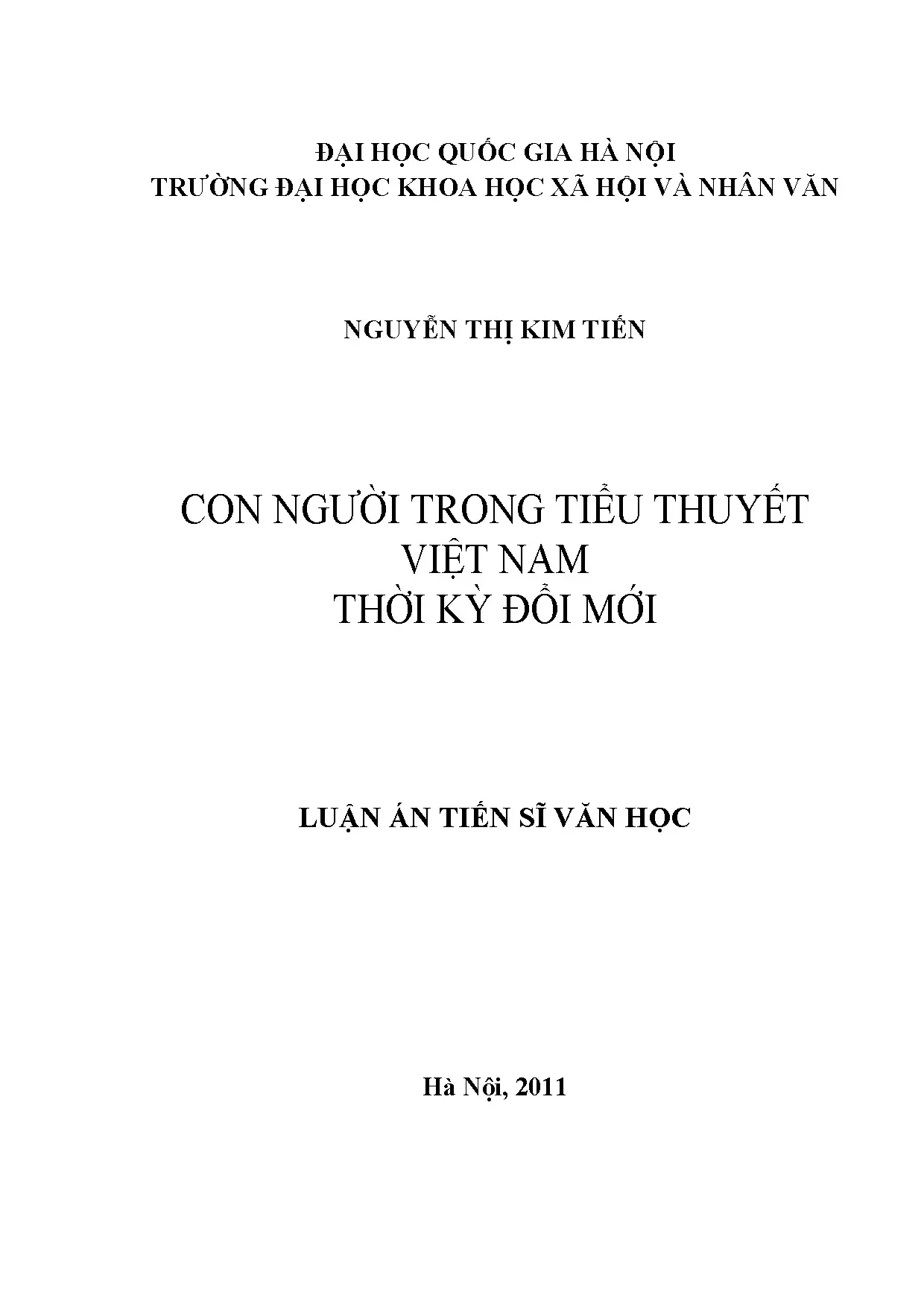 Hình tượng con người trong tiểu thuyết Việt Nam Đổi mới