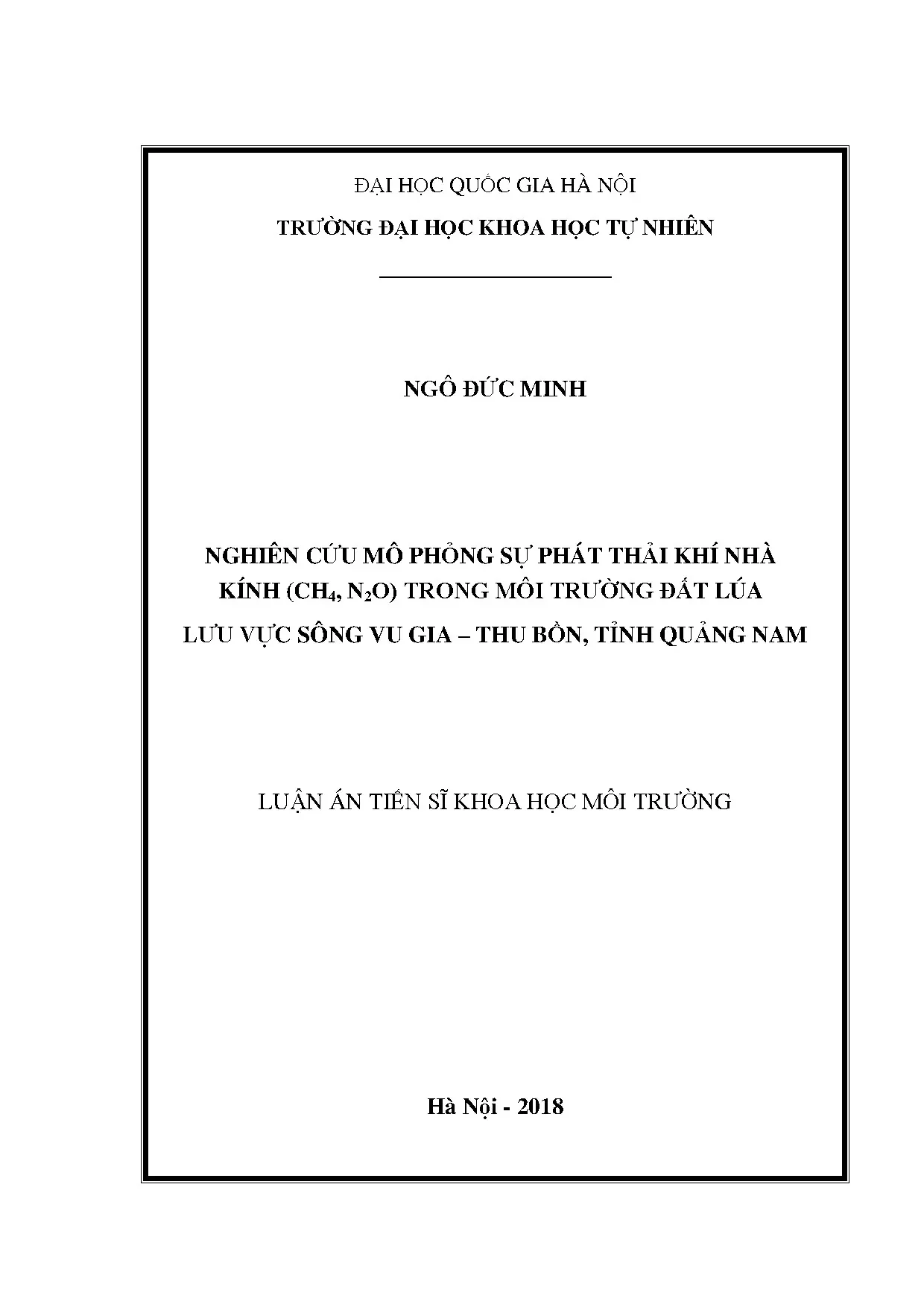 Luận án tiến sĩ nghiên cứu mô phỏng sự phát thải khí nhà kín