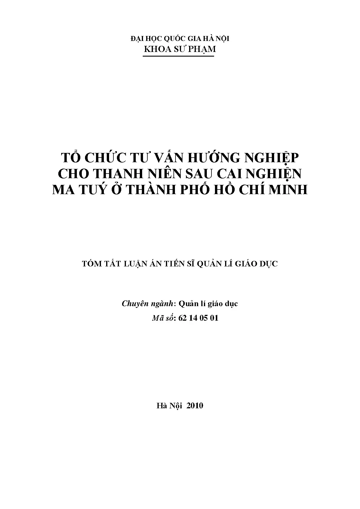 Luận án tiến sĩ tổ chức tư vấn hướng nghiệp cho thanh niên s