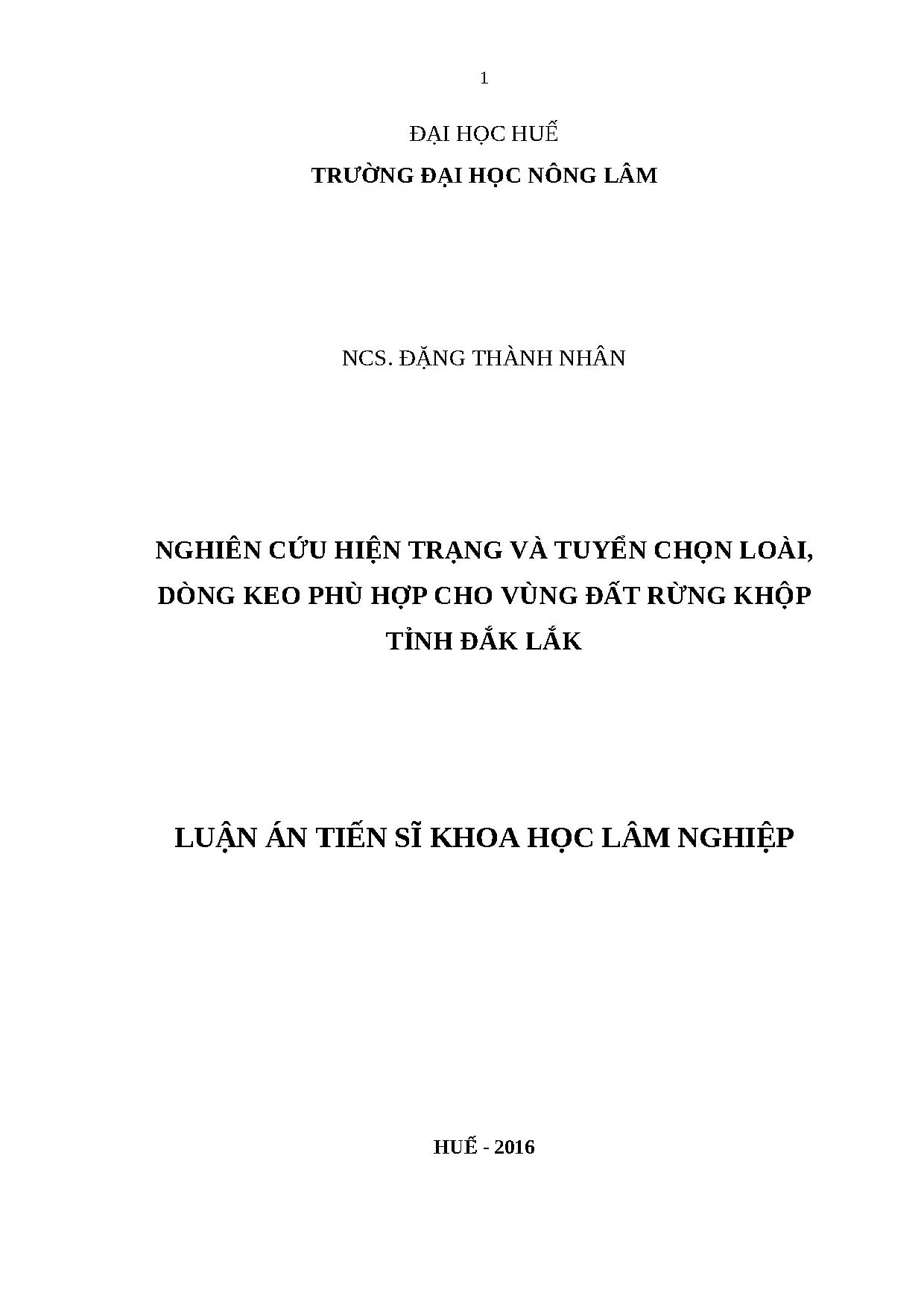 Luận án tiến sĩ nghiên cứu hiện trạng và tuyển chọn loài dòn