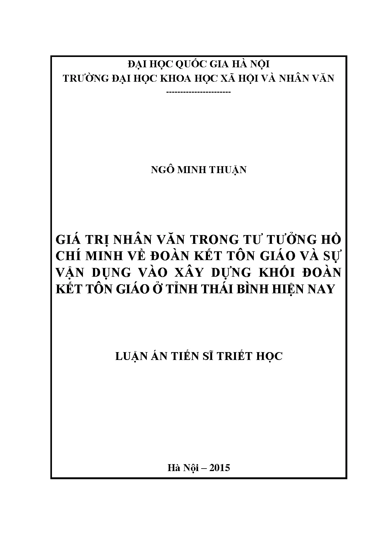 Luận án tiến sĩ giá trị nhân văn trong tư tưởng hồ chí minh