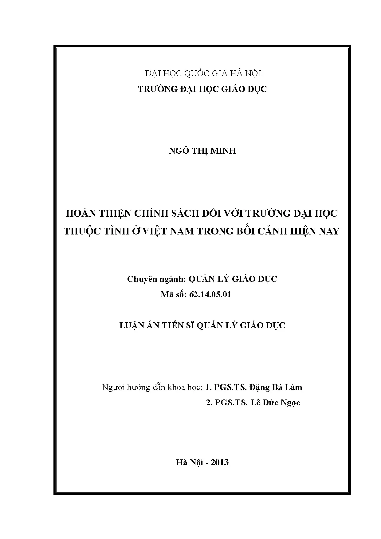 Luận án tiến sĩ hoàn thiện chính sách đối với trường
