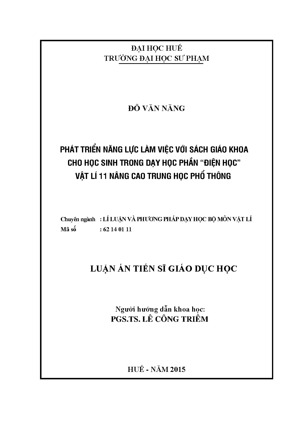 Luận án tiến sĩ phát triển năng lực làm việc với sách giáo k