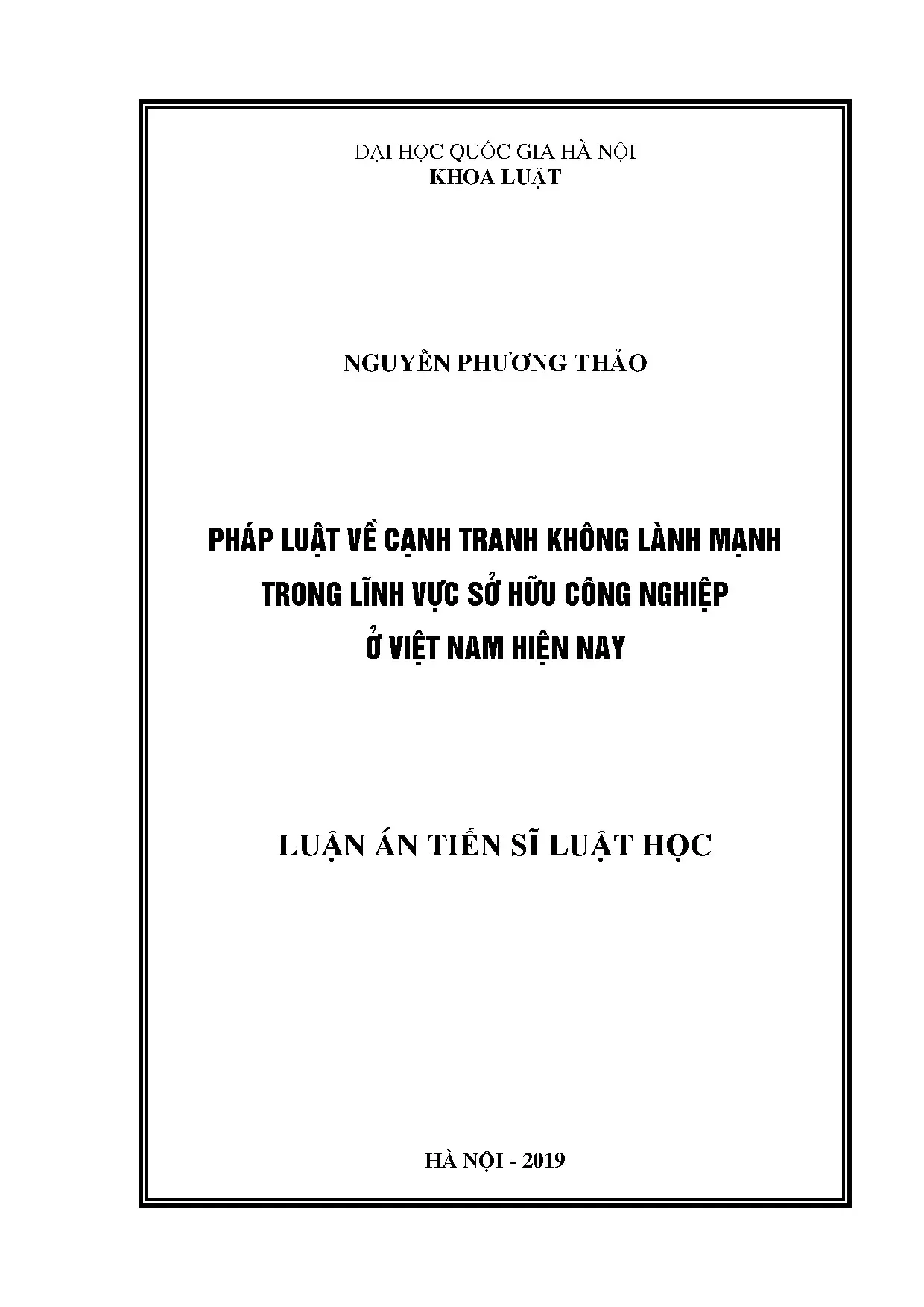 Luận án tiến sĩ pháp luật về cạnh tranh không lành mạnh tron