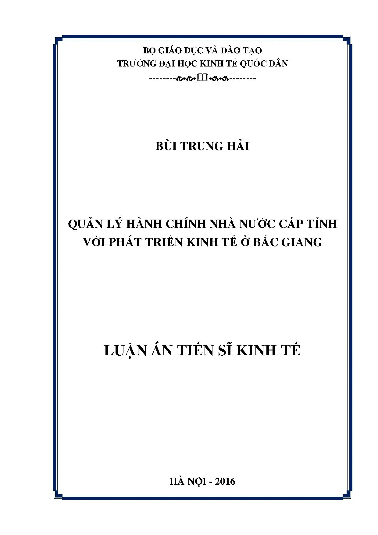 Quản lý hành chính nhà nước cấp tỉnh với phát triển kinh tế Bắc Giang