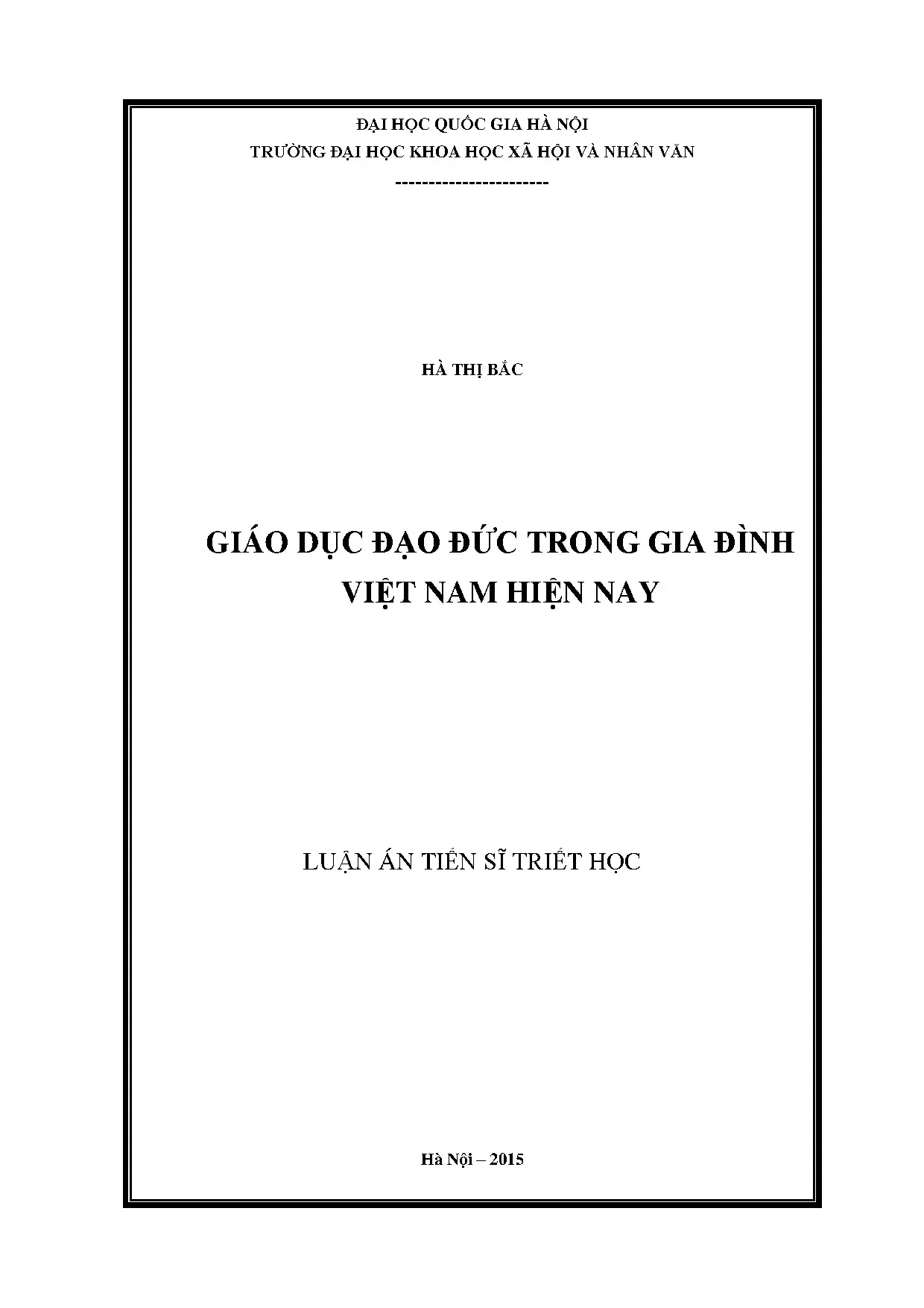 Luận án tiến sĩ giáo dục đạo đức trong gia đình việt nam hiệ