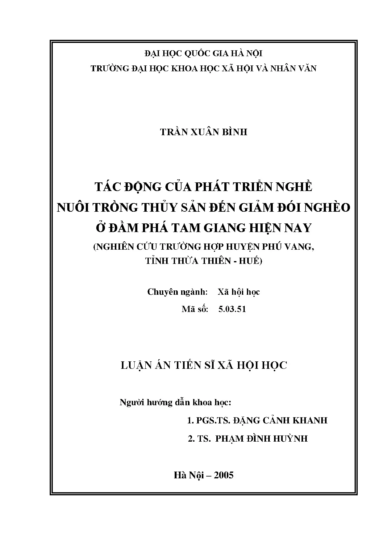 Luận án tiến sĩ tác động của phát triển nghề nuôi trồng thủy