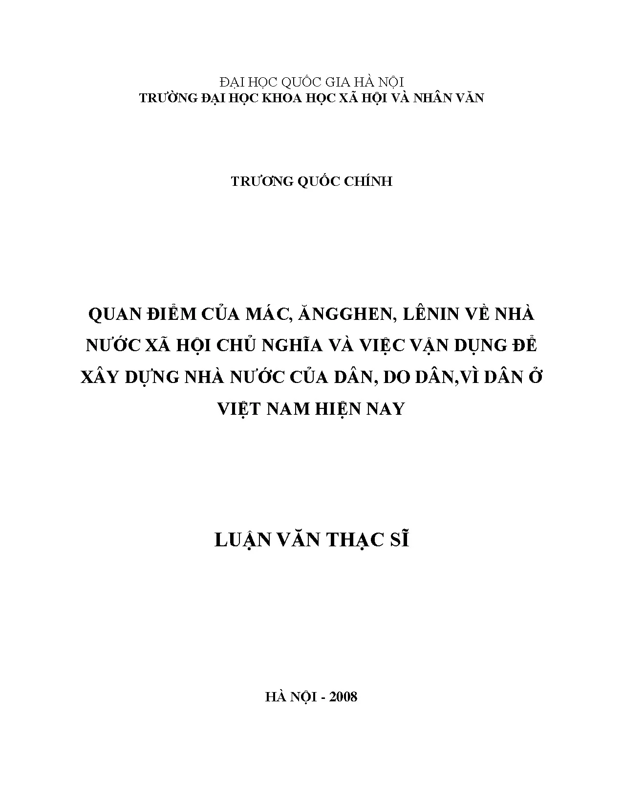 Luận án tiến sĩ quan điểm của mác ăngghen lênin về nhà nước