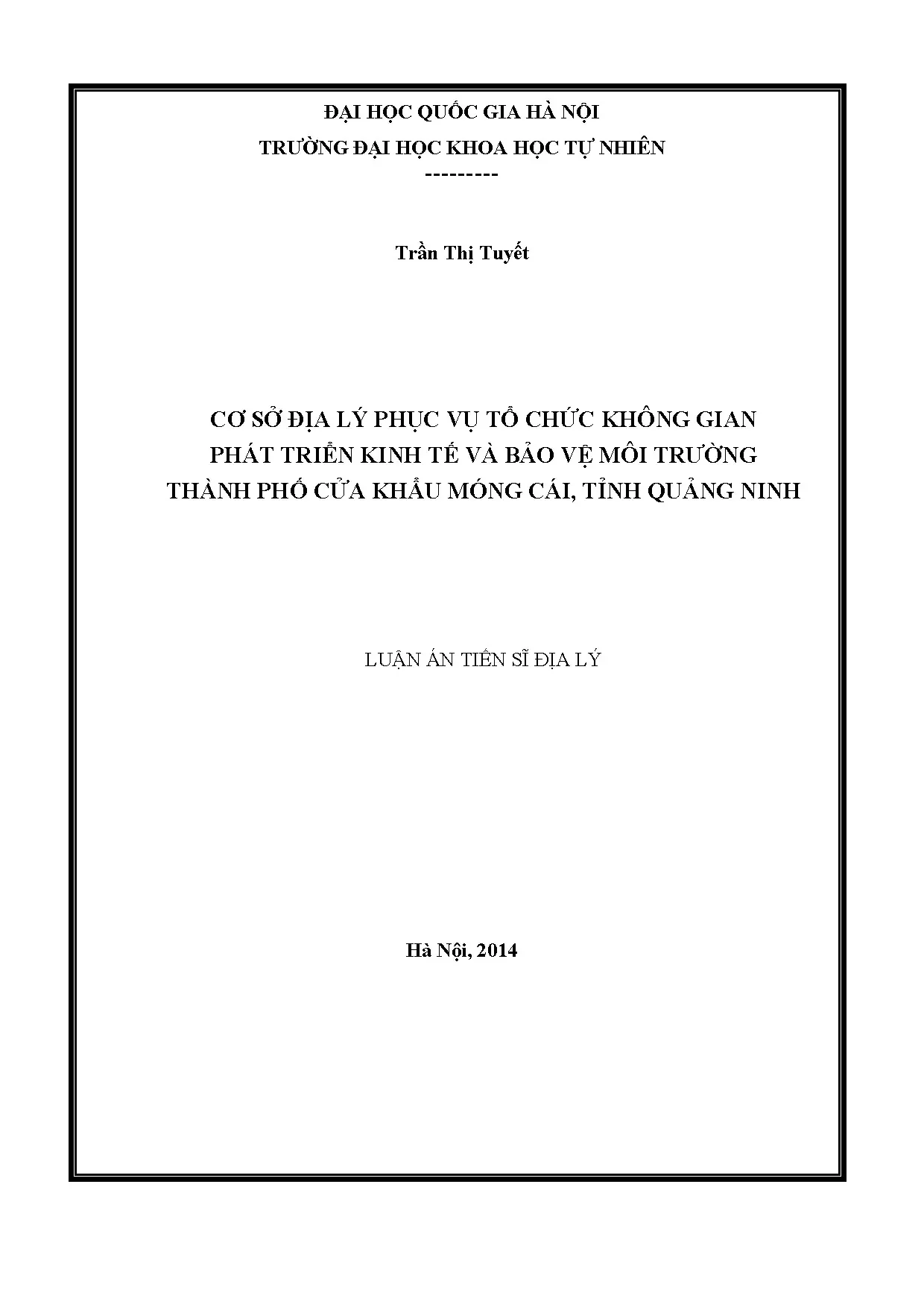 Cơ sở địa lý không gian phát triển kinh tế, môi trường Móng Cái