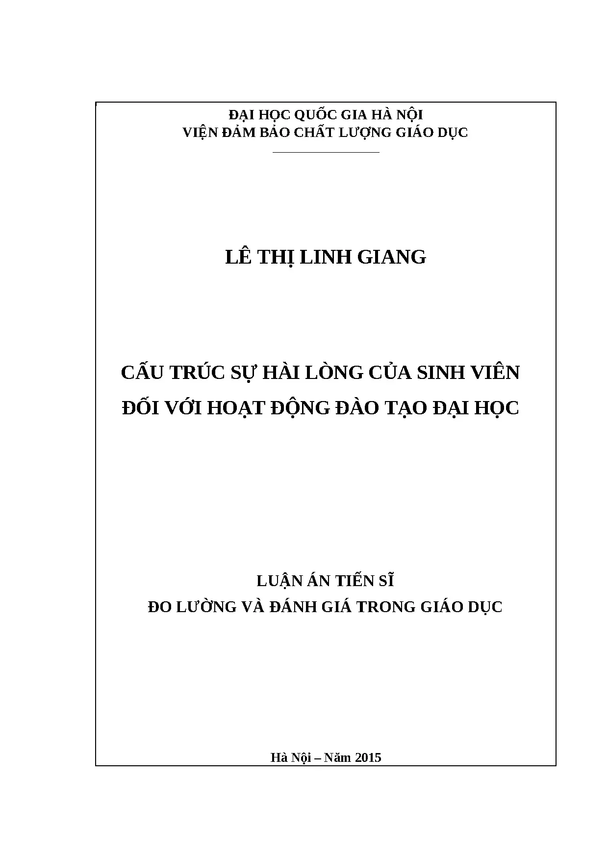 Cấu trúc sự hài lòng sinh viên đào tạo đại học