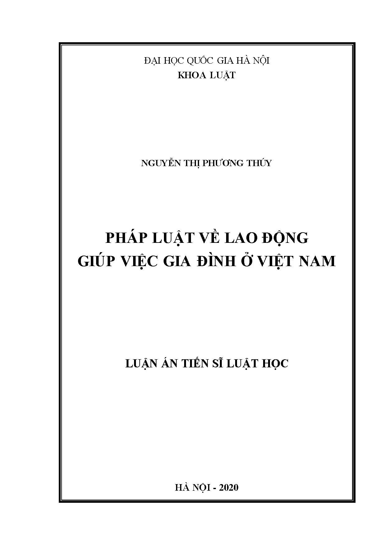 Luận án tiến sĩ pháp luật về lao động giúp việc gia đi