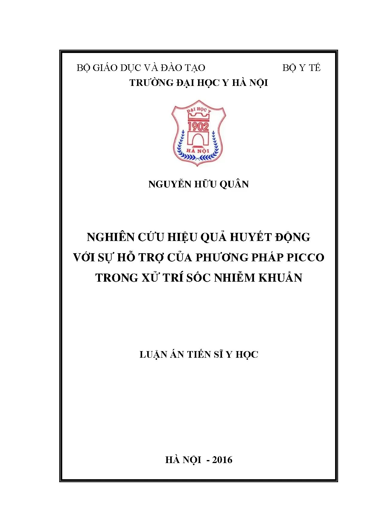 Nghiên cứu huyết động PICCO trong xử trí sốc nhiễm khuẩn