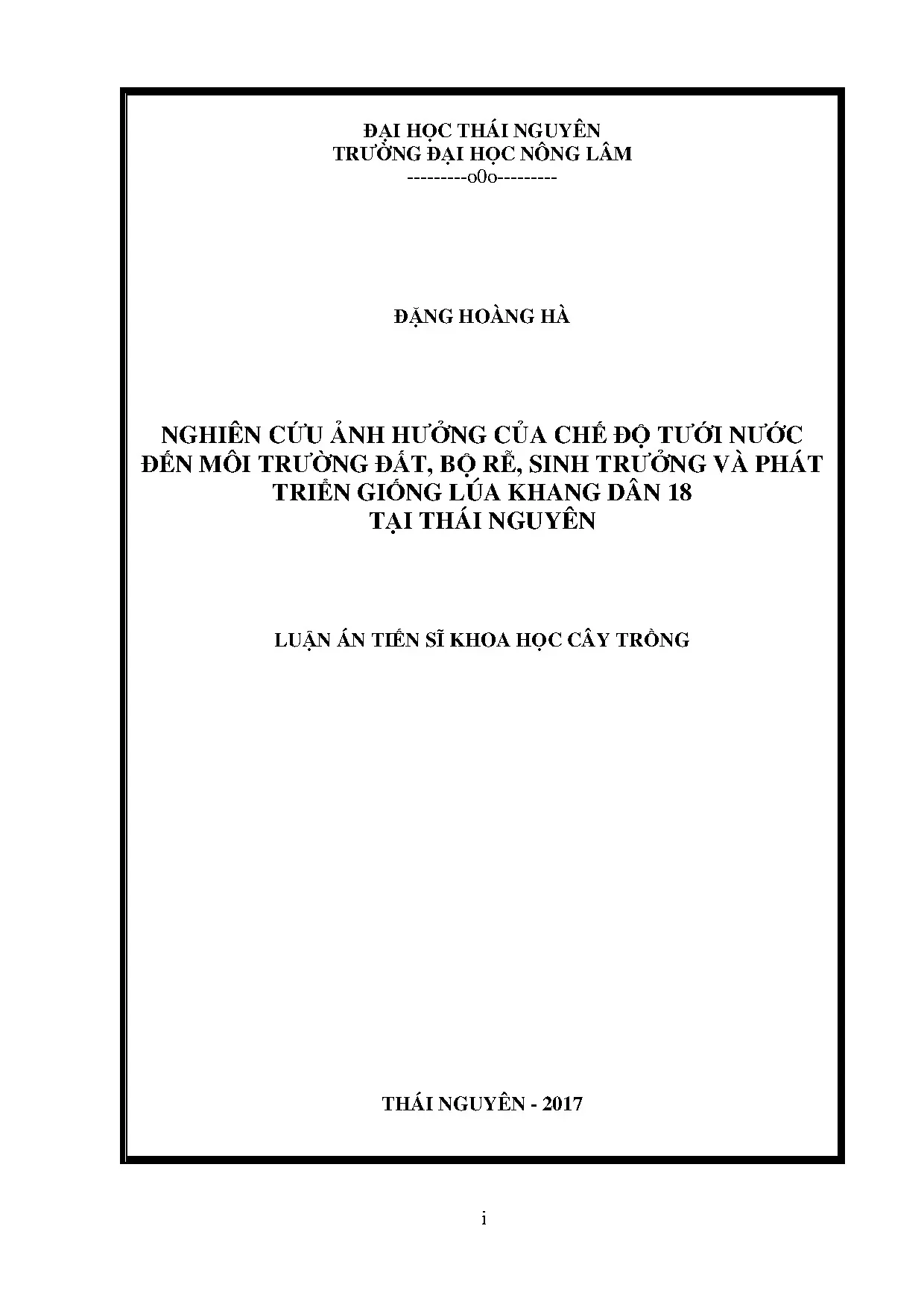 Tưới nước ảnh hưởng lúa Khang Dân 18: Đất, rễ, sinh trưởng Thái Nguyên