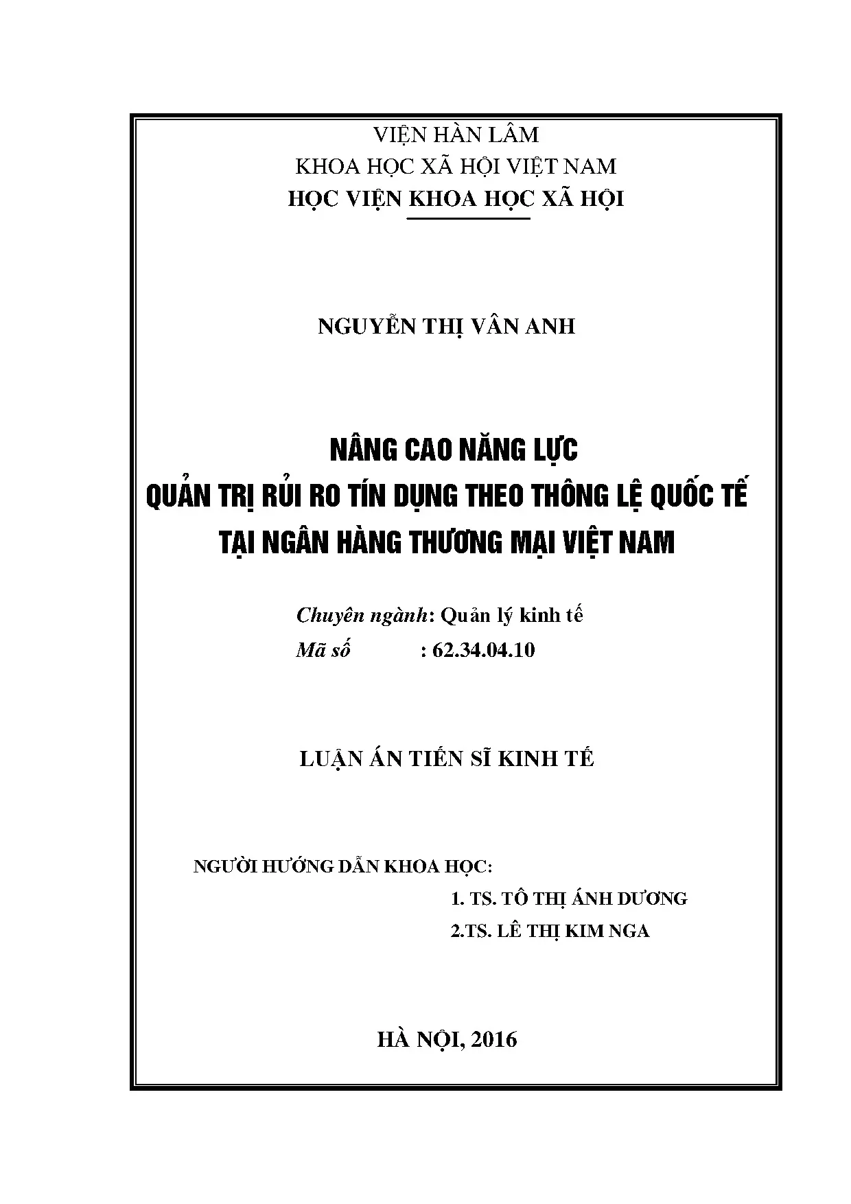 Nâng cao năng lực QTRR tín dụng NHTM Việt Nam theo chuẩn Basel