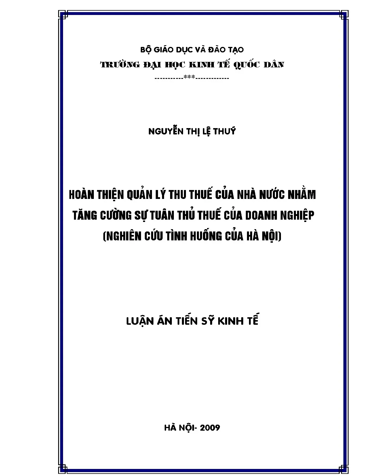 Hoàn thiện quản lý thu thuế nhà nước, tăng tuân thủ thuế DN Hà Nội
