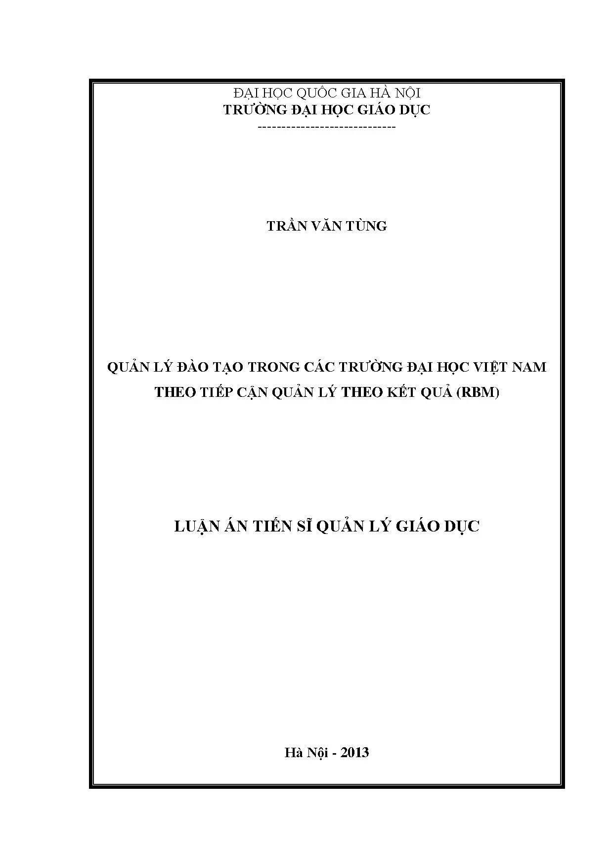 Luận án tiến sĩ quản lý đào tạo trong các trường đại học việ