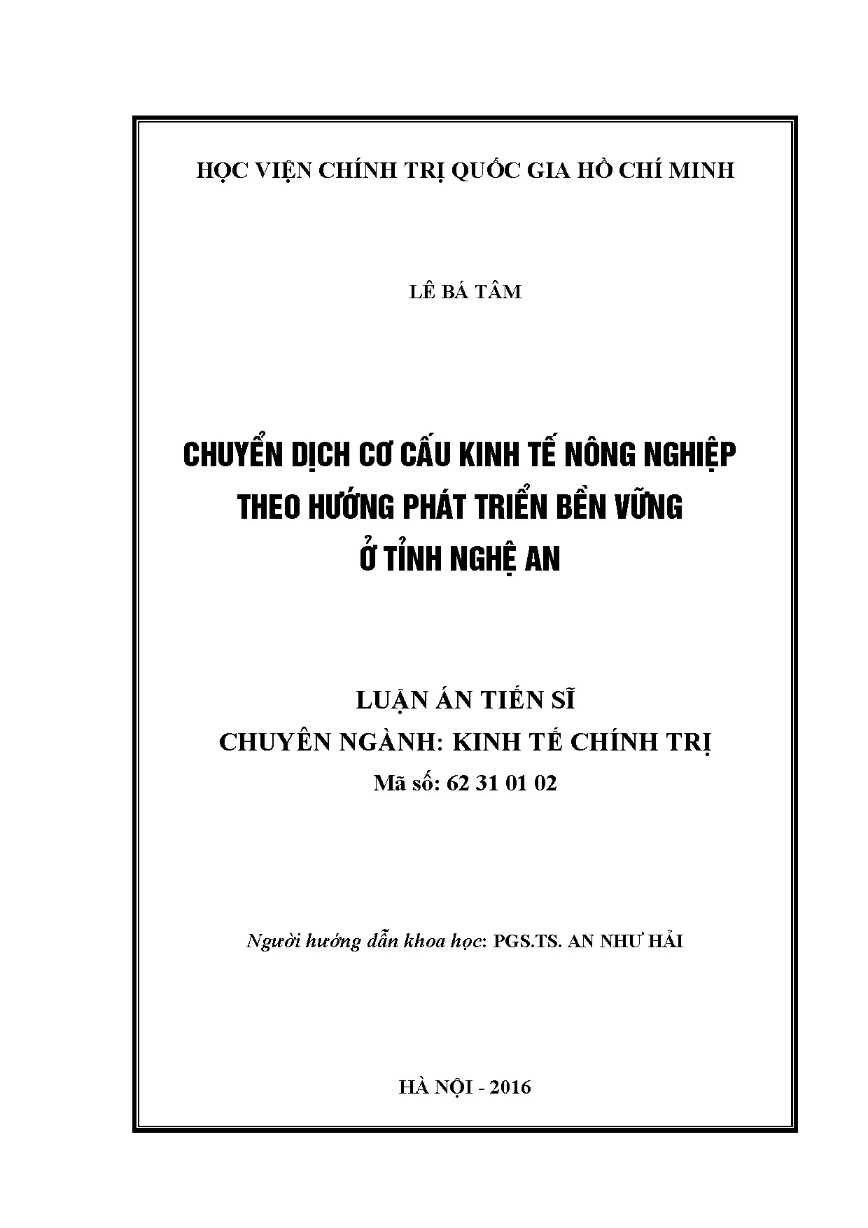 Chuyển dịch cơ cấu kinh tế nông nghiệp Nghệ An