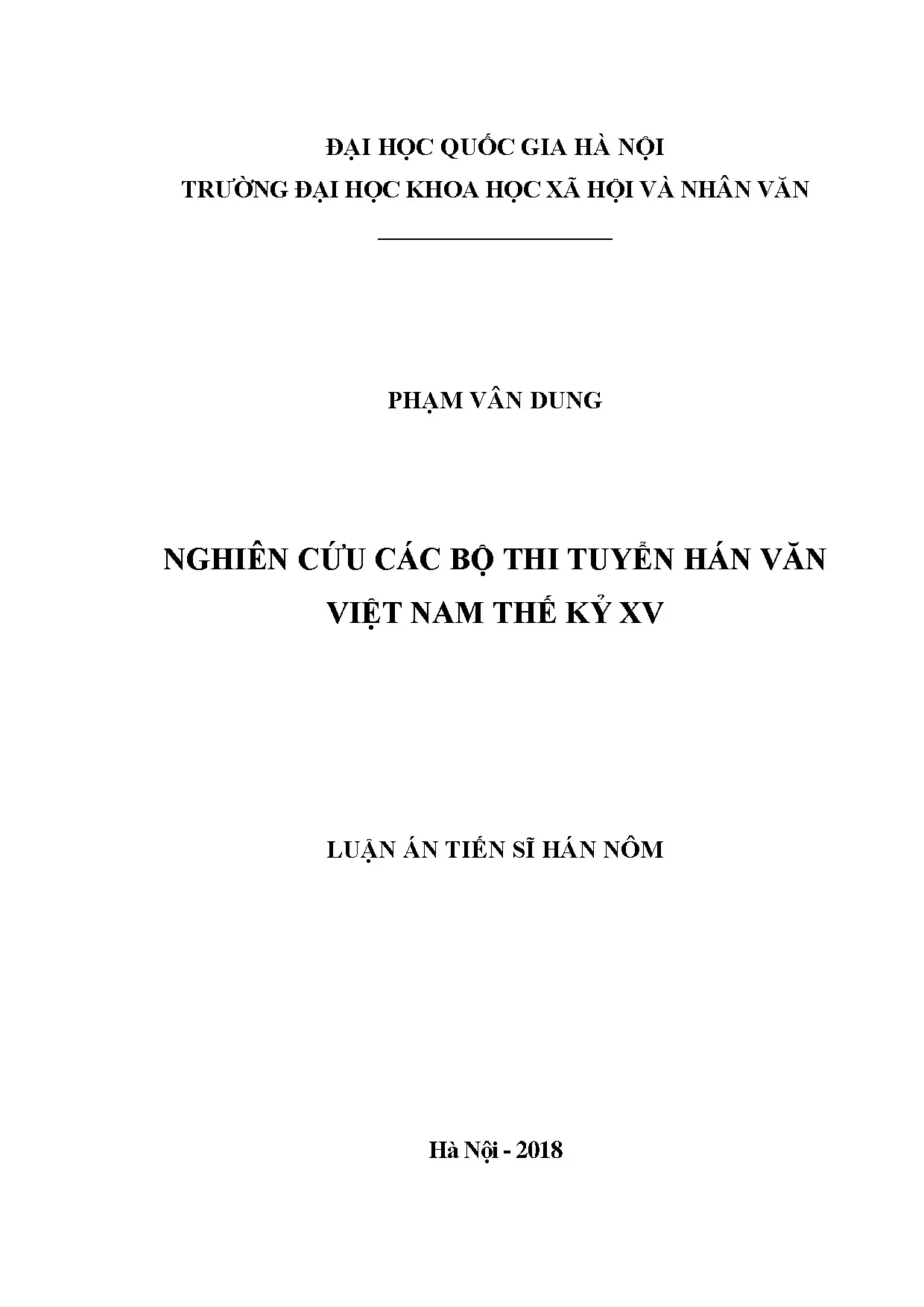 Nghiên cứu các bộ thi tuyển Hán văn Việt Nam thế kỷ XV