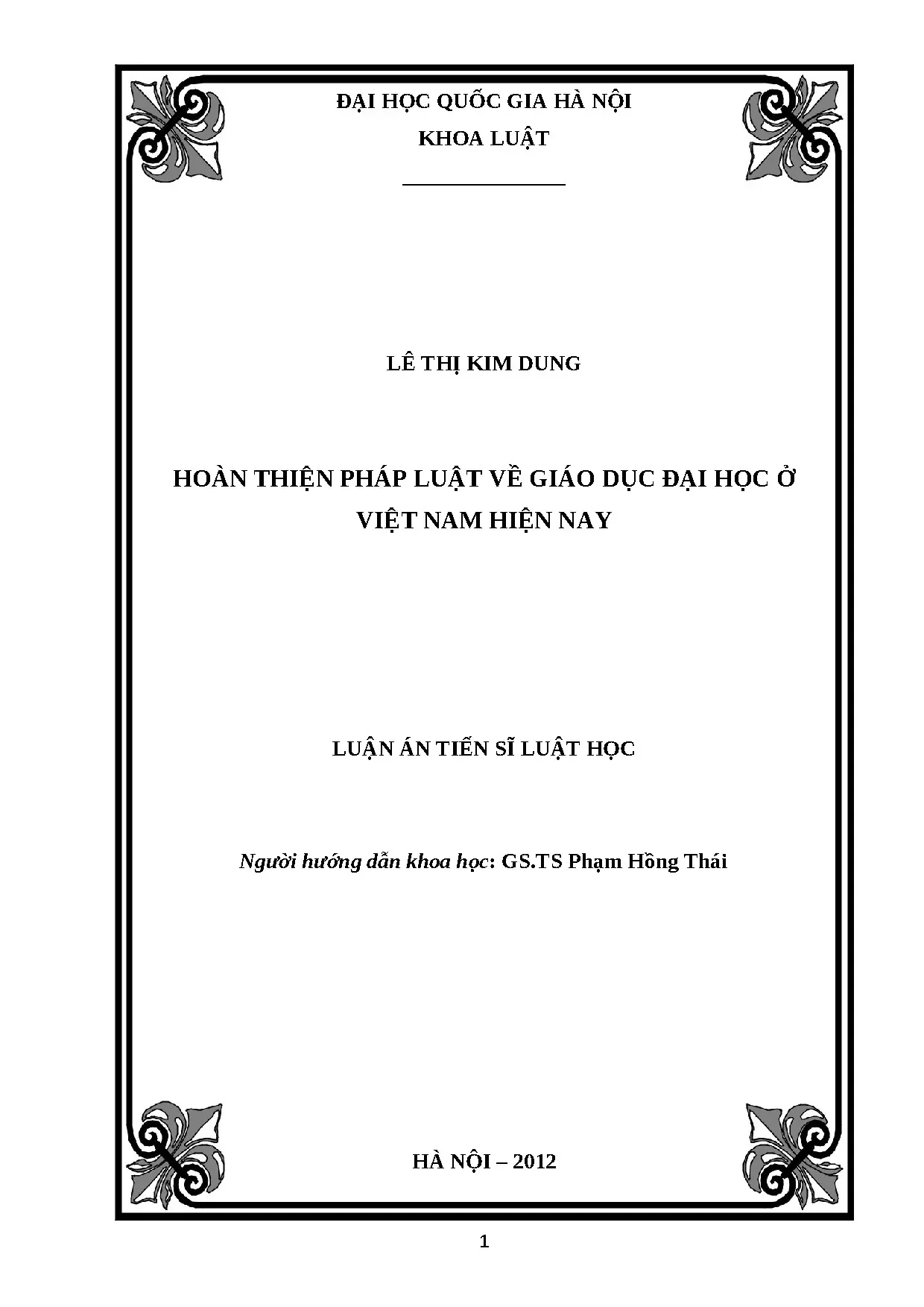 Hoàn thiện pháp luật giáo dục đại học Việt Nam hiện nay