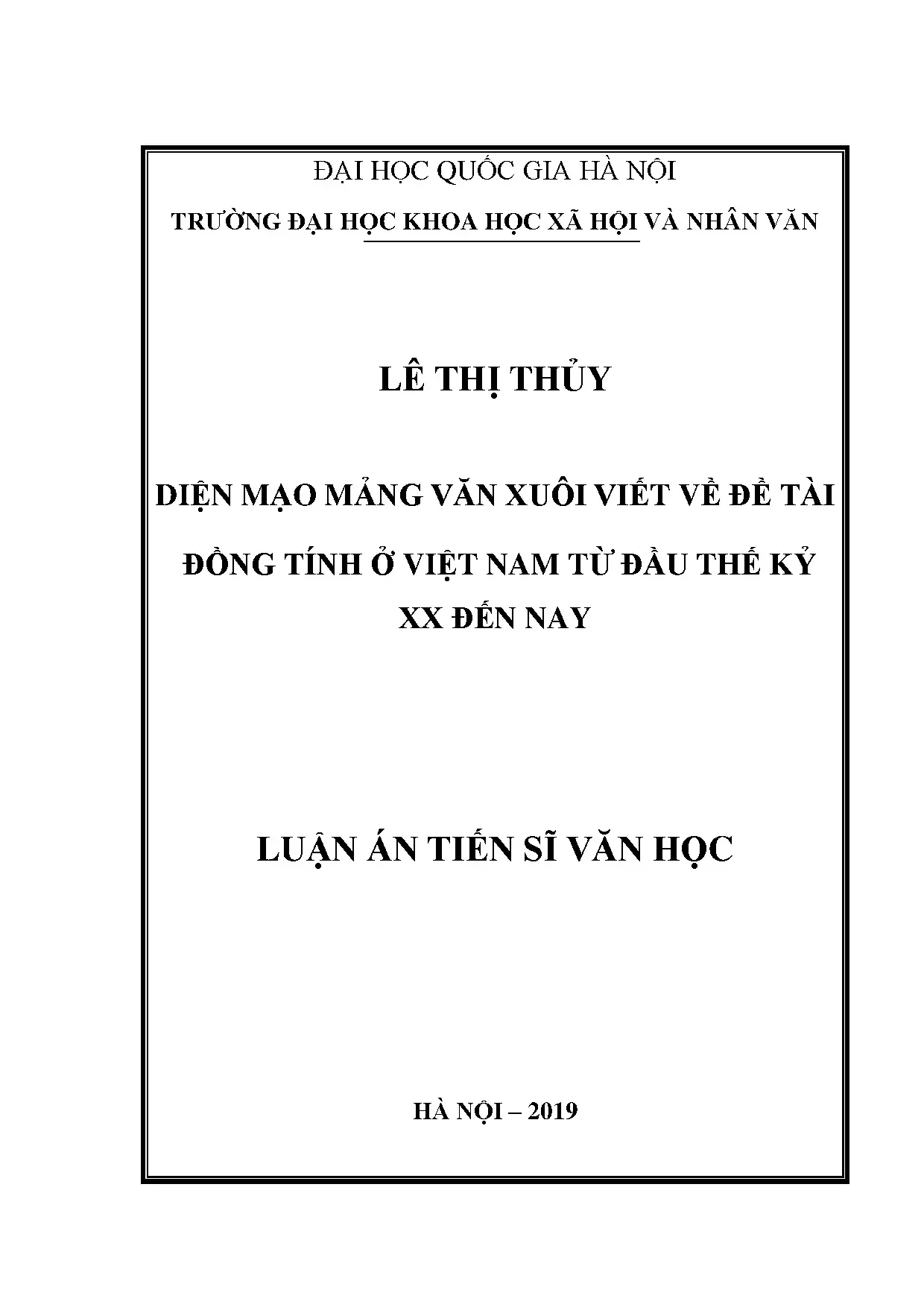 Luận án tiến sĩ diện mạo mảng văn xuôi viết về đề tài đồng t