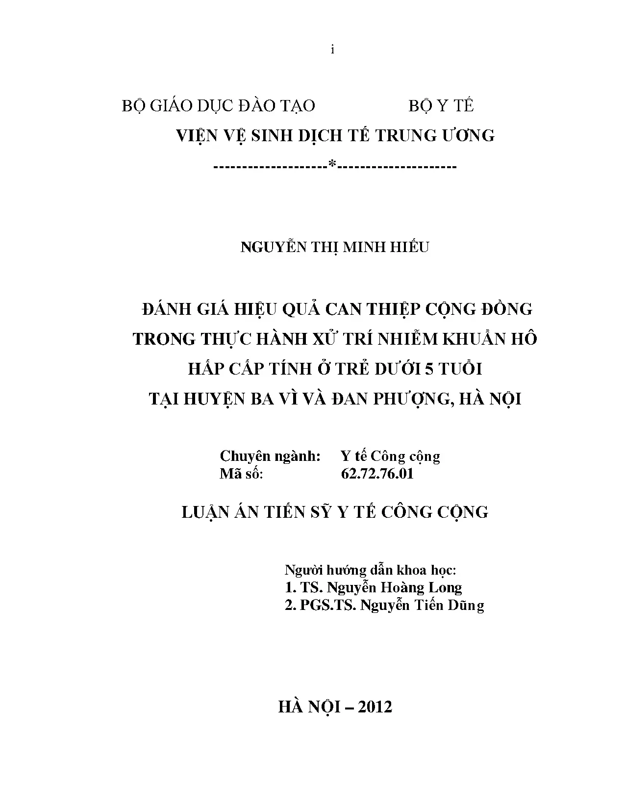 Hiệu quả can thiệp cộng đồng xử trí NKHHC trẻ dưới 5 tuổi HN