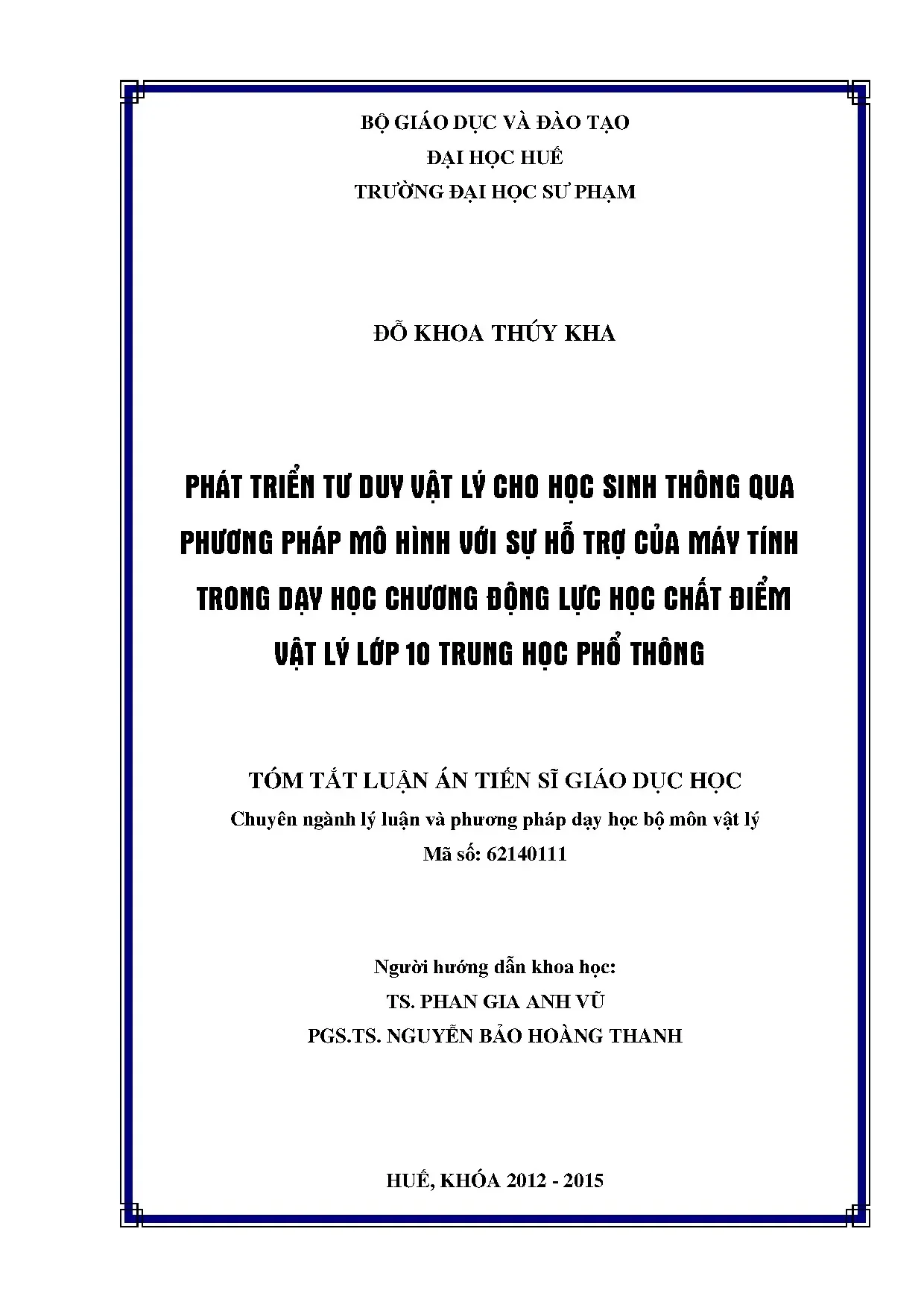 Phát triển tư duy vật lý học sinh: Mô hình & máy tính VL10