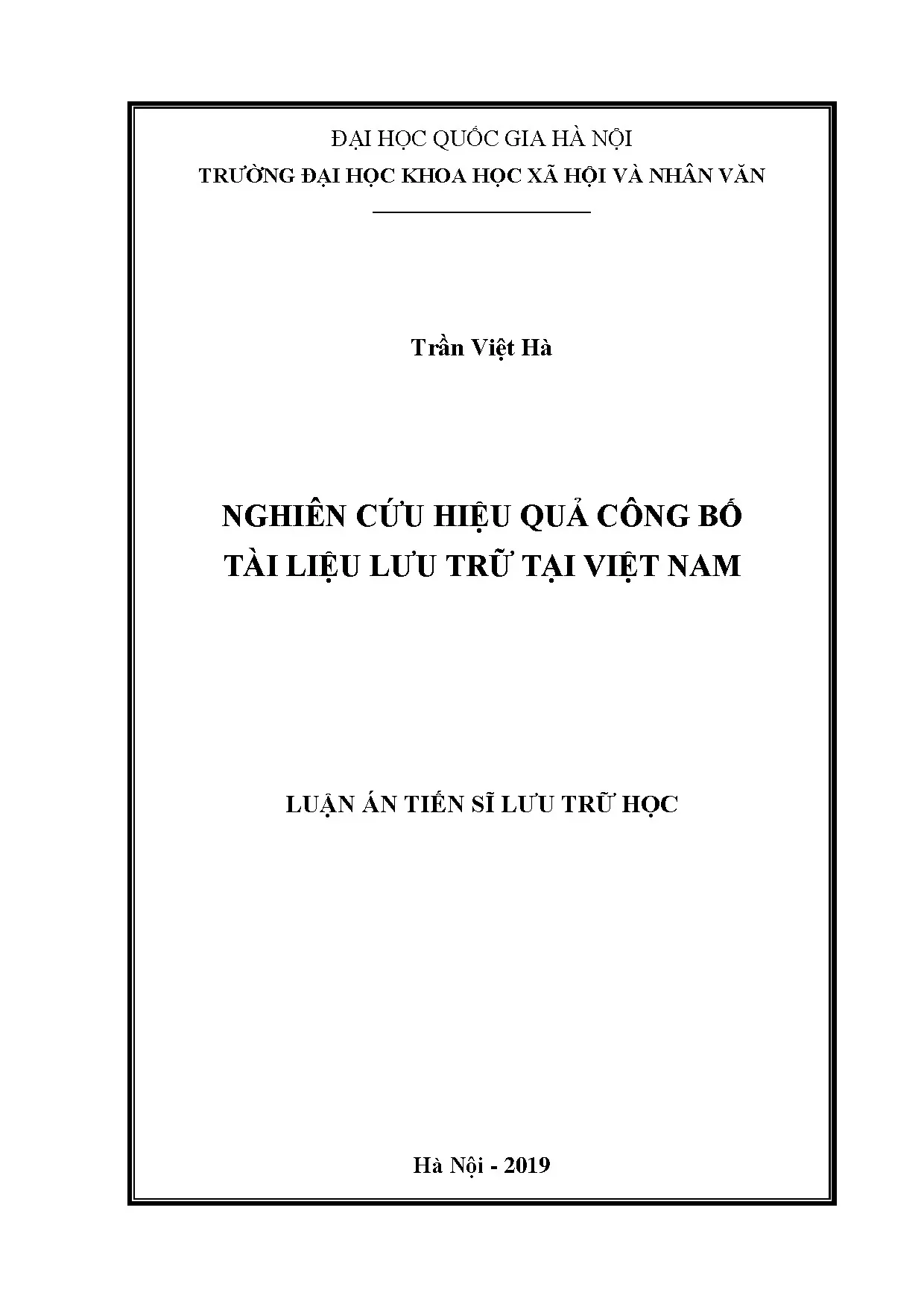 Nghiên cứu hiệu quả công bố tài liệu lưu trữ ở Việt Nam