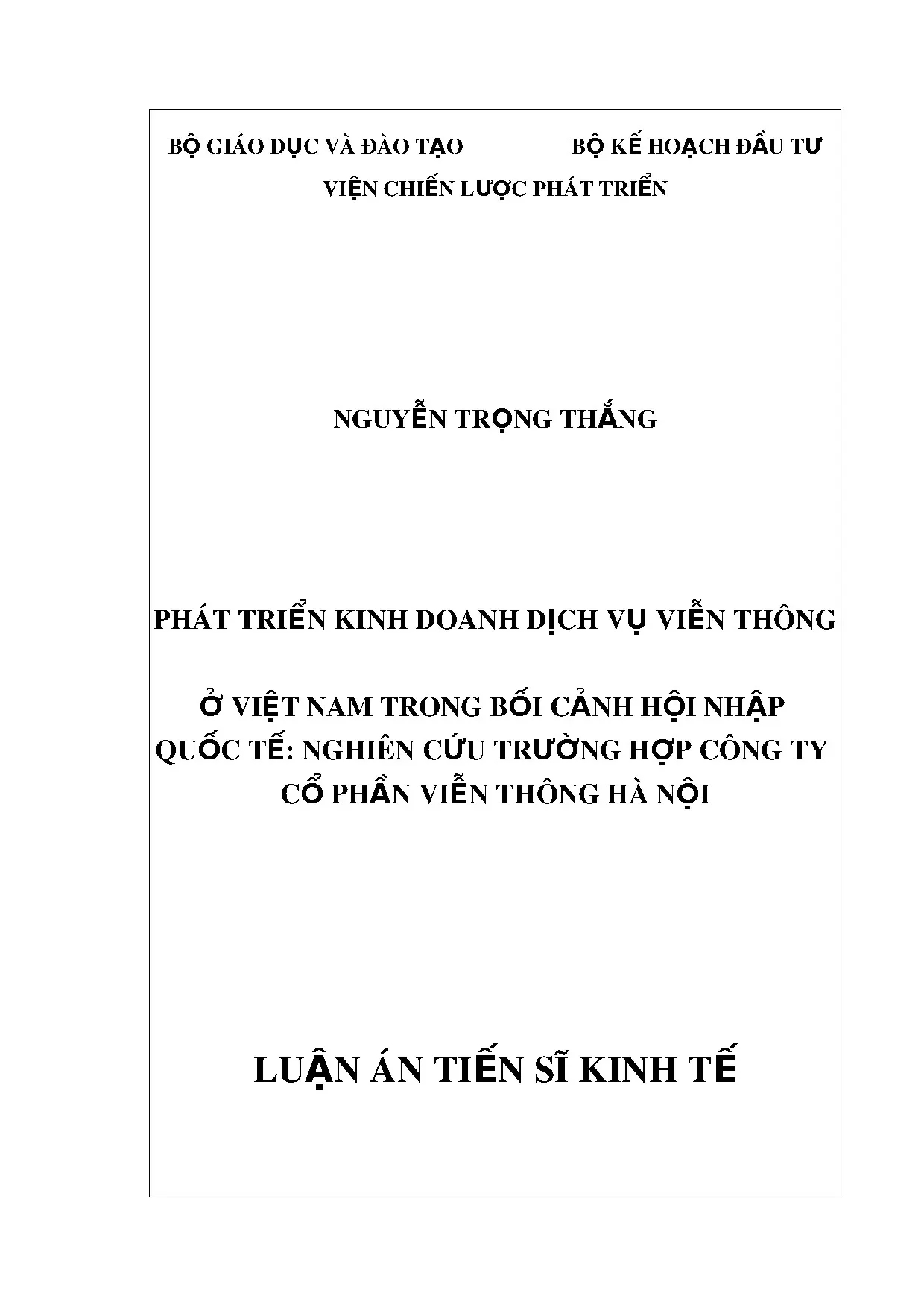 Phát triển dịch vụ viễn thông Việt Nam trong hội nhập quốc tế