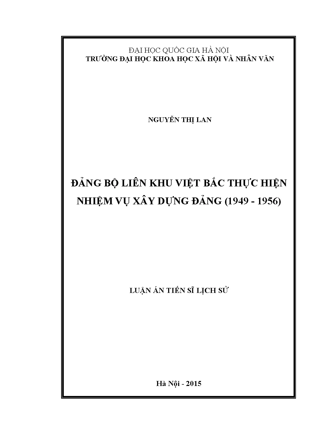 Luận án tiến sĩ đảng bộ liên khu việt bắc thực hiện nhiệm vụ