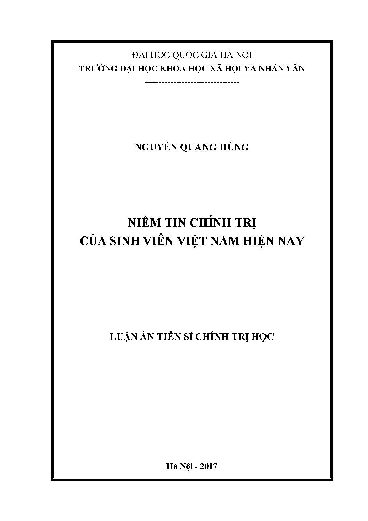 Luận án tiến sĩ niềm tin chính trị c a sinh viên việt nam hi
