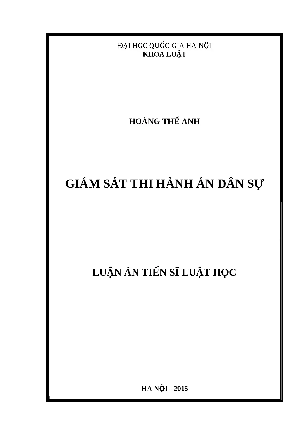 Luận án Tiến sĩ: Giám sát thi hành án dân sự Việt Nam