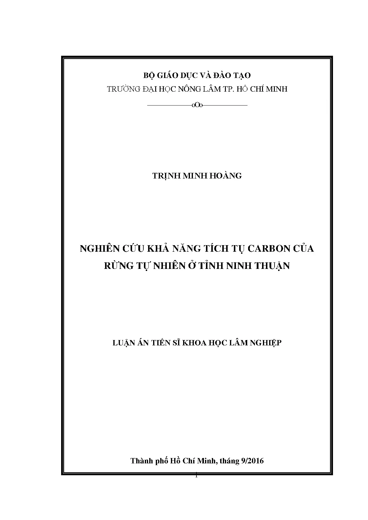 Nghiên cứu khả năng tích tụ carbon rừng tự nhiên Ninh Thuận